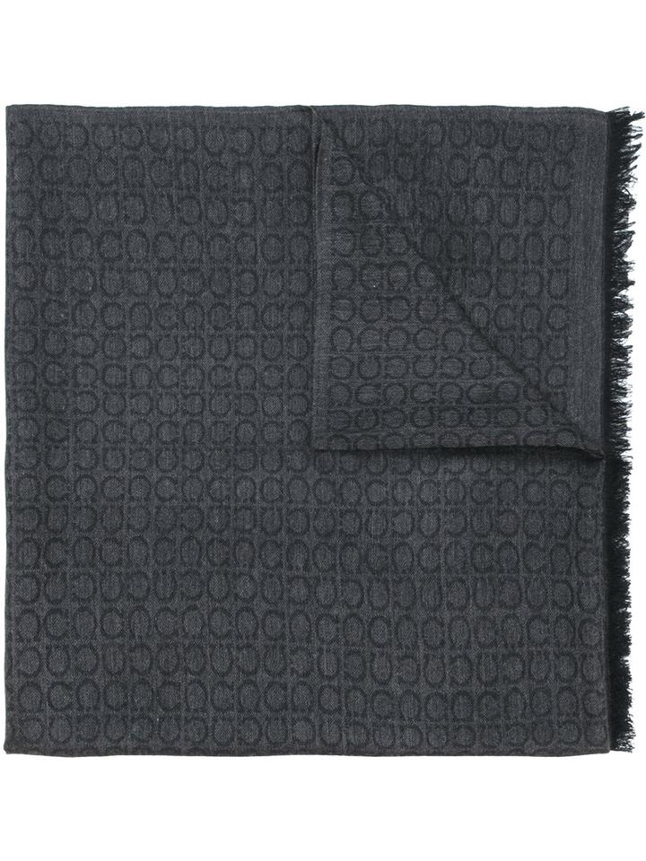 Salvatore Ferragamo - Gancio Monogram Scarf - Men - Silk/cashmere/wool - One Size, Grey, Silk/cashmere/wool