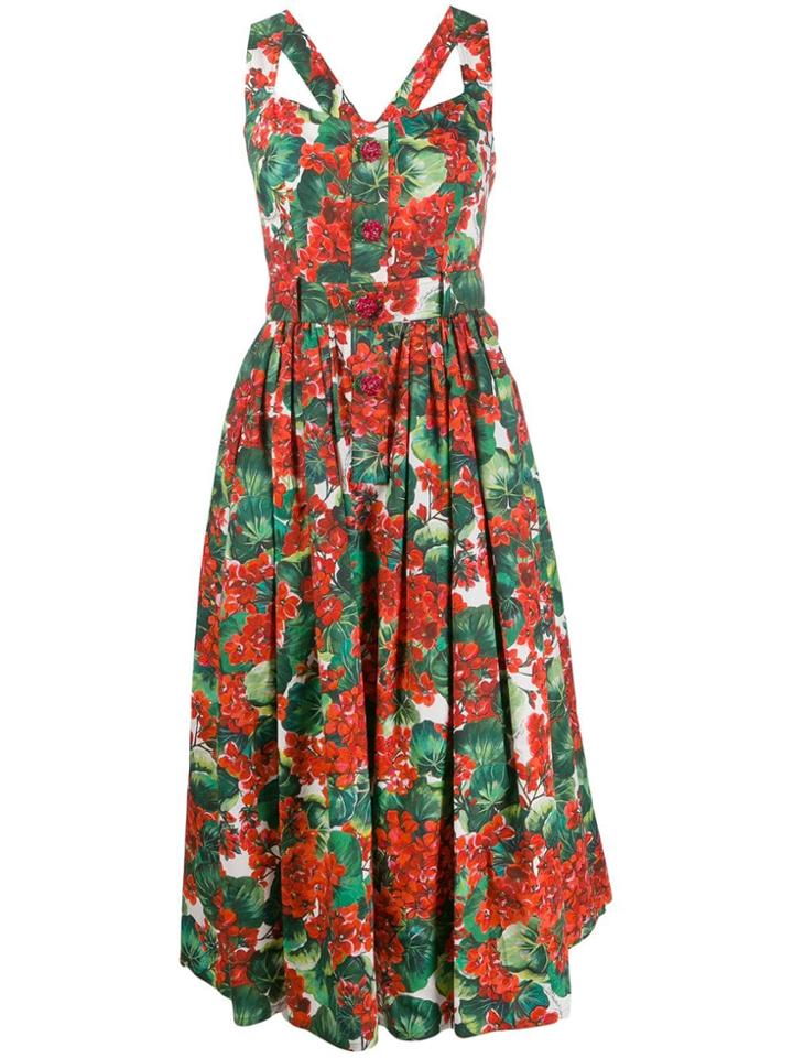 Dolce & Gabbana Portofino-print Midi Dress - Red