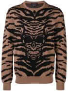 Alexander Mcqueen Zebra And Skull Print Sweater - Brown