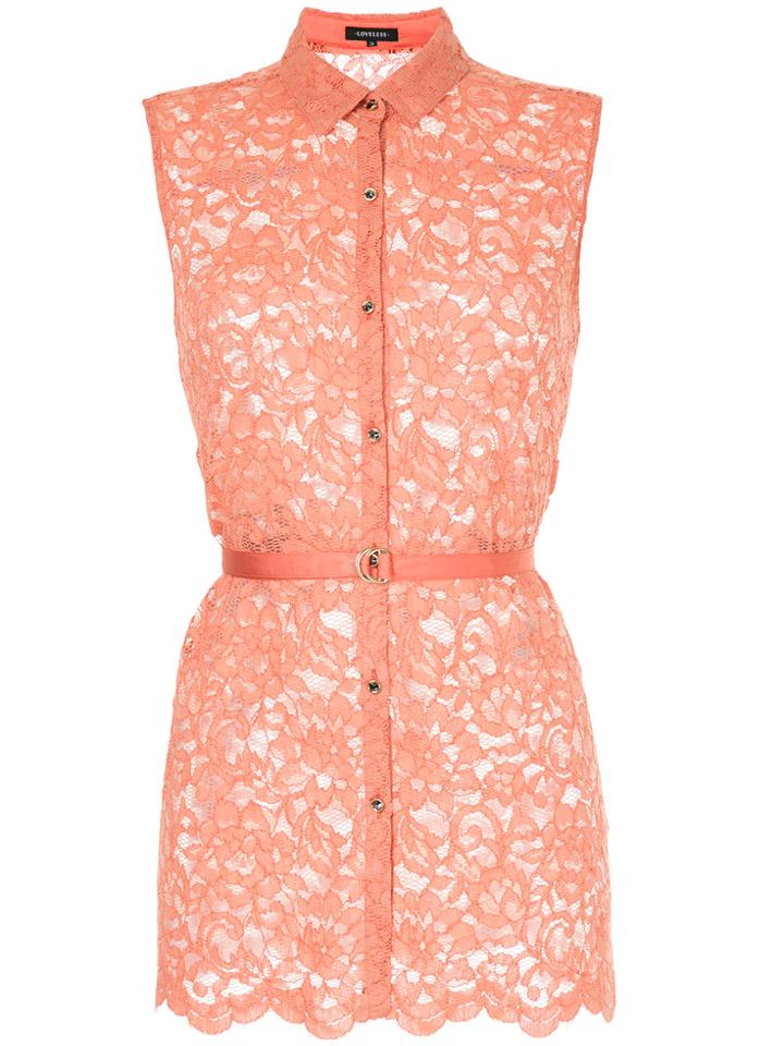 Loveless Lace-embroidered Fitted Blouse - Yellow & Orange