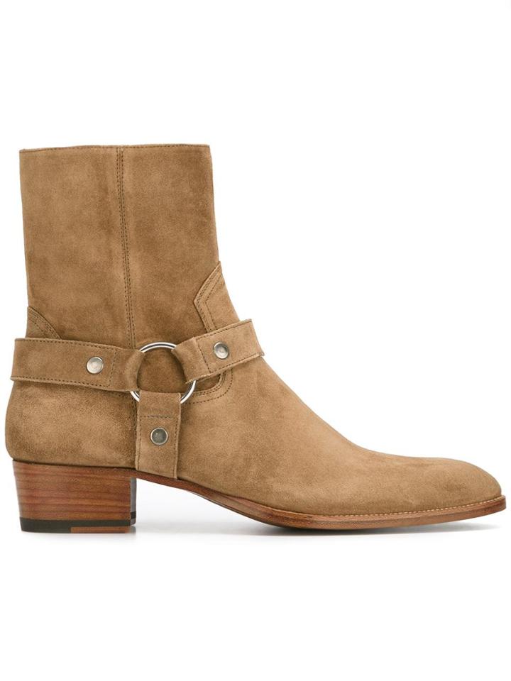 Saint Laurent 'wyatt 40' Harness Boots - Nude & Neutrals
