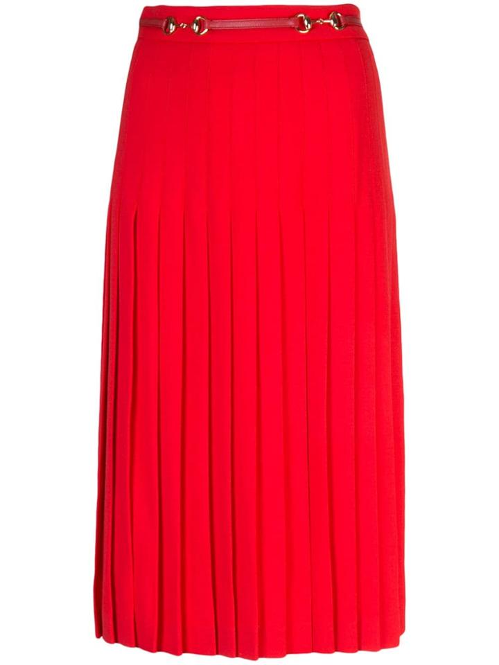 Gucci Pleated Wool Skirt - Red