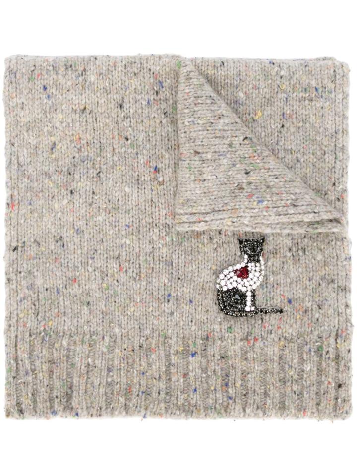 No21 Embellished Cat Scarf, Women's, Nude/neutrals, Silk/polyamide/wool/glass