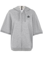 Red Valentino - Short-sleeve Zip Hoodie - Women - Cotton/polyamide/polyester - L, Grey, Cotton/polyamide/polyester