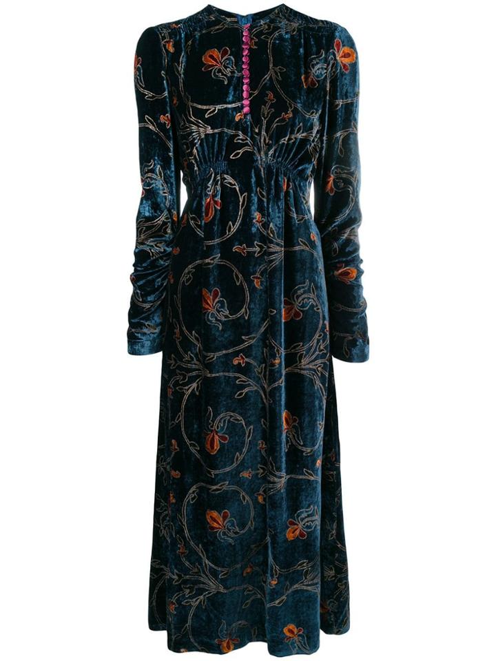 Etro Longsleeved Pleated Dress - Blue