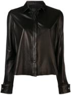 Rta Zipped Leather Shirt - Black