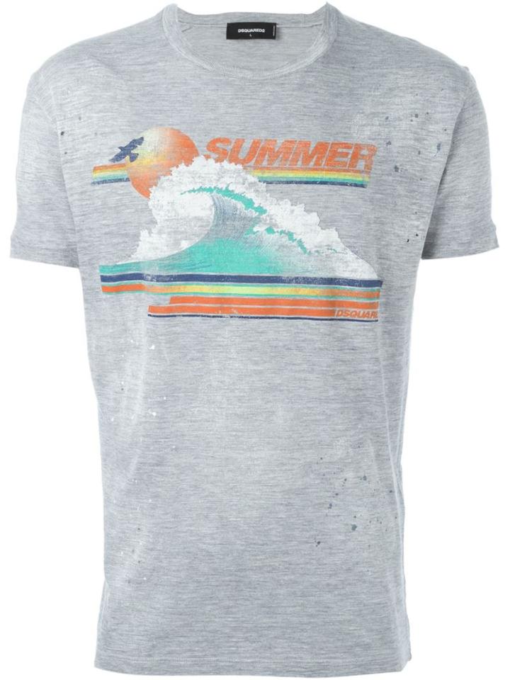 Dsquared2 Summer Print T-shirt, Men's, Size: S, Grey, Cotton/viscose
