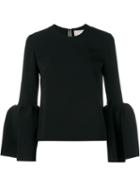 Roksanda Truffaut Bell-sleeve Top, Women's, Size: 14, Black, Viscose/polyester/spandex/elastane