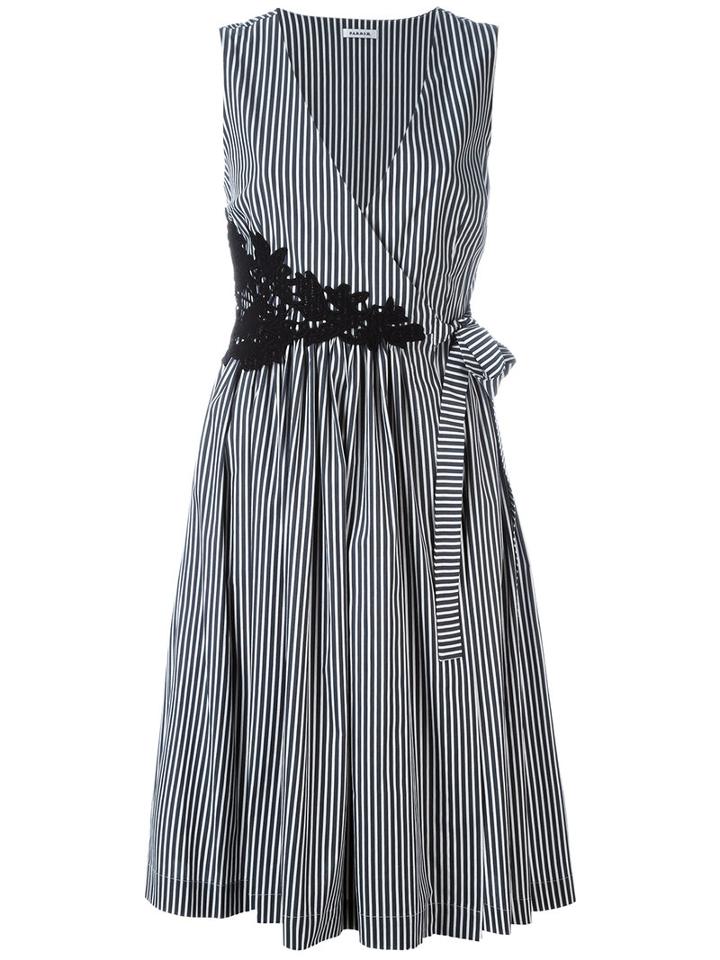 Striped V-neck Dress - Women - Cotton/polyamide/spandex/elastane - M, Black, Cotton/polyamide/spandex/elastane, P.a.r.o.s.h.