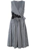 Striped V-neck Dress - Women - Cotton/polyamide/spandex/elastane - M, Black, Cotton/polyamide/spandex/elastane, P.a.r.o.s.h.