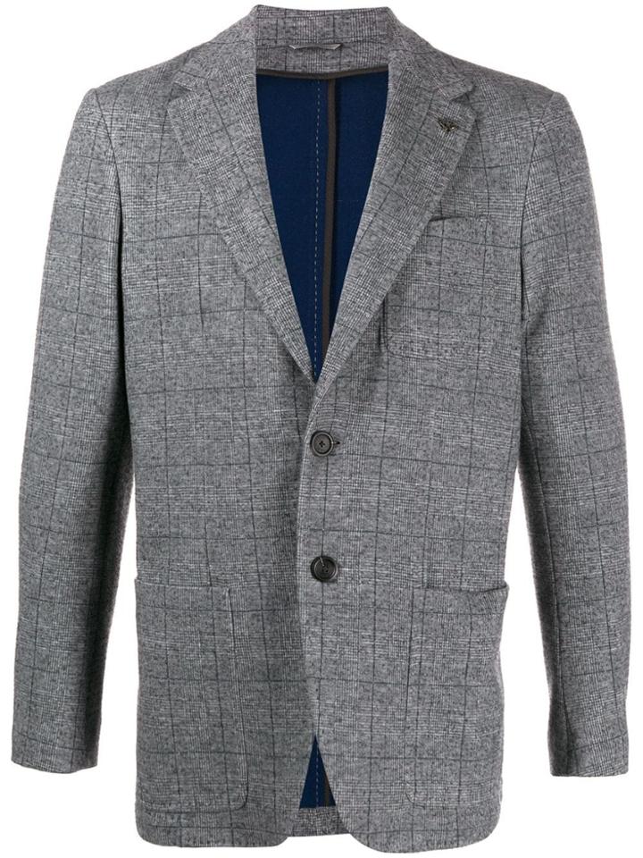 Canali Check-print Blazer - Grey