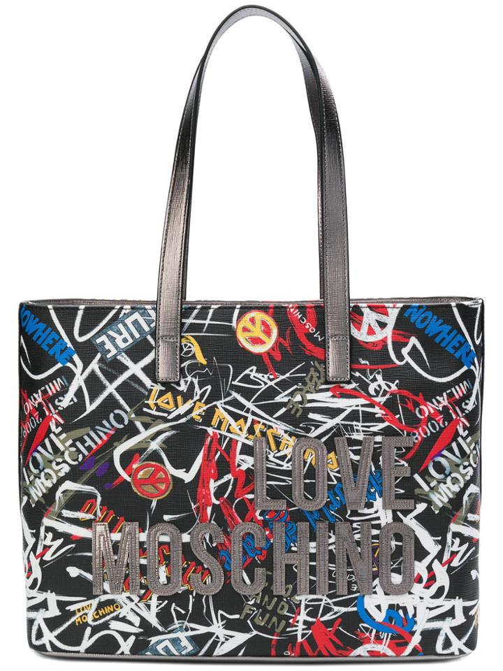 Love Moschino Graffiti Tote Bag - Black