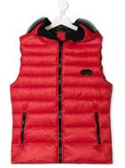 Ai Riders On The Storm Kids Teen Hooded Padded Gilet - Red