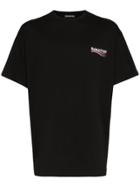 Balenciaga Political Logo Print Short Sleeve Cotton T Shirt - Black