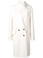 Jw Anderson Ivory Double Face Wool Scarf Coat - White