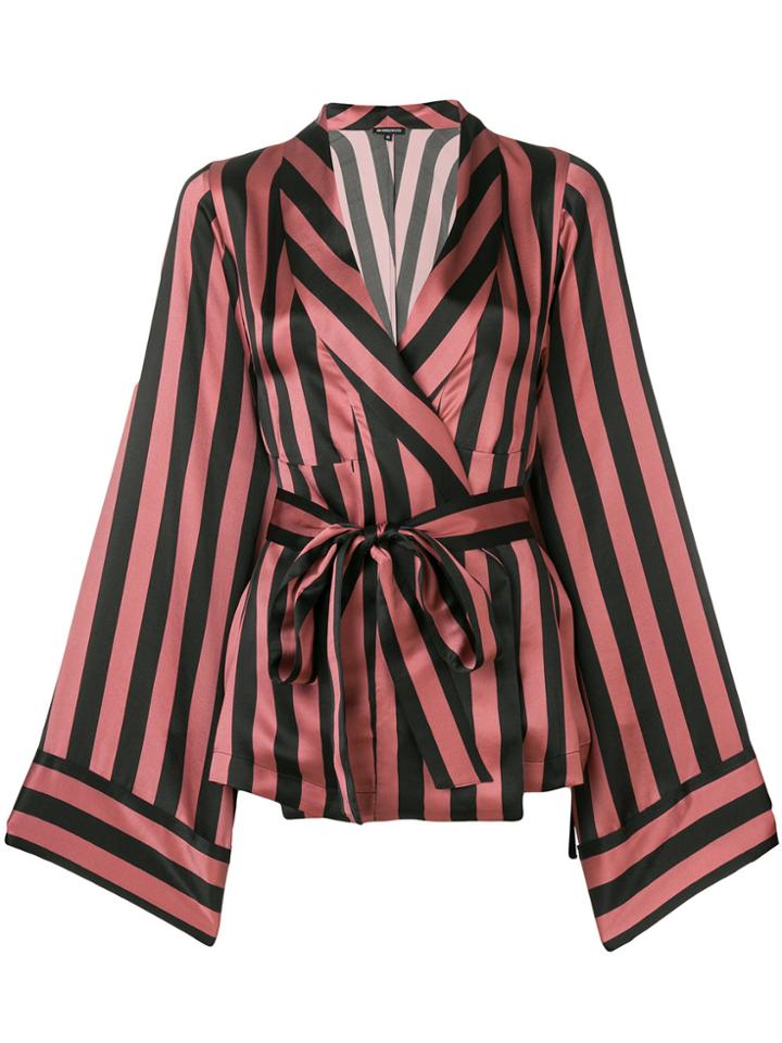 Ann Demeulemeester Tie Waist Striped Shirt - Black