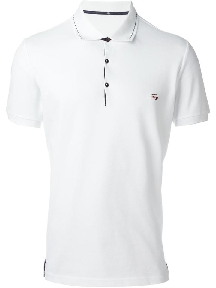 Fay Embroidered Logo Polo Shirt, Men's, Size: Xl, White, Cotton/spandex/elastane