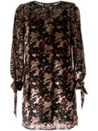 Paule Ka Ls Velvet Loose Fit Drs Multi Col Mini Flower Ptn W/ Ribbon