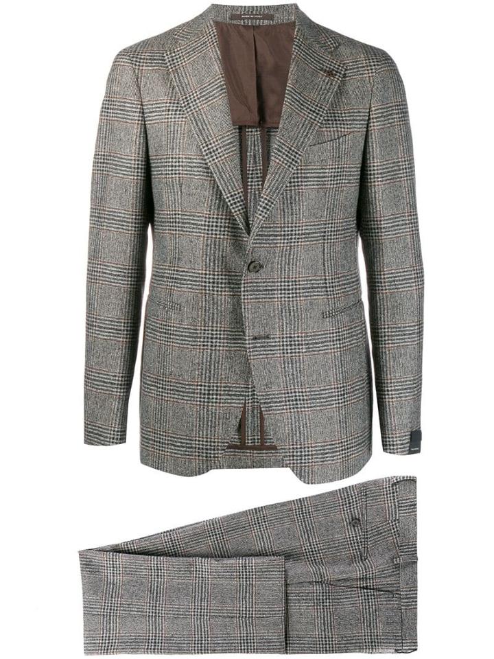Tagliatore Glen Check Suit - Brown