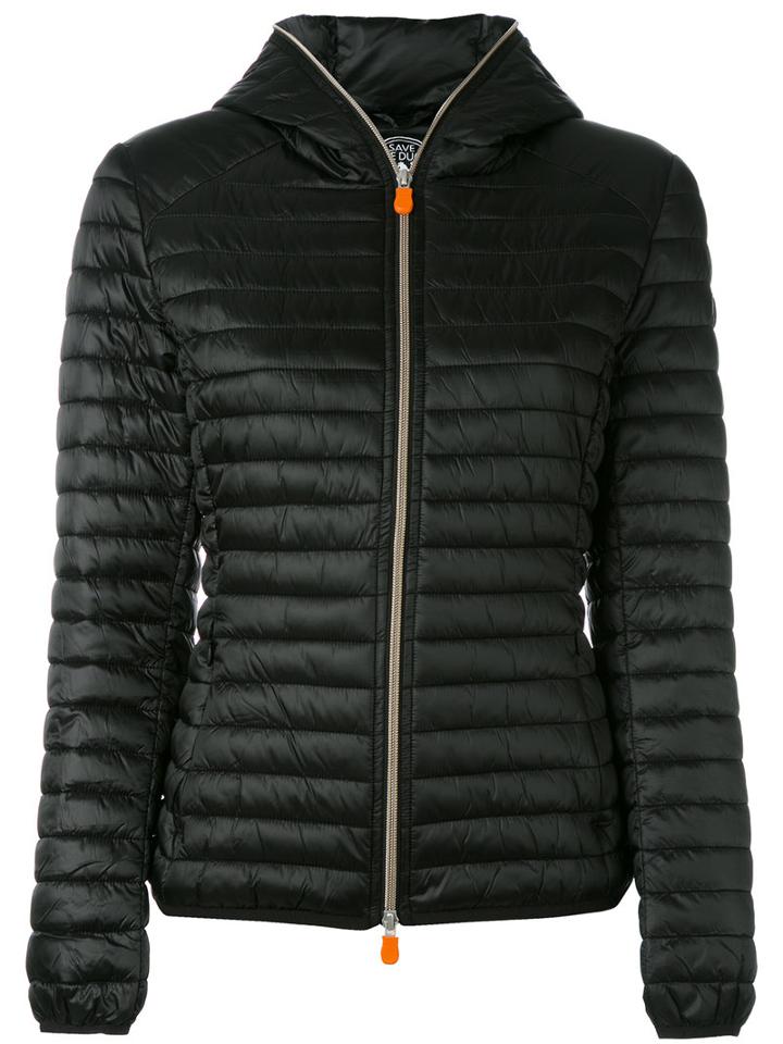 Save The Duck Hooded Puffer Acket, Women's, Size: 5, Black, Nylon/polyester