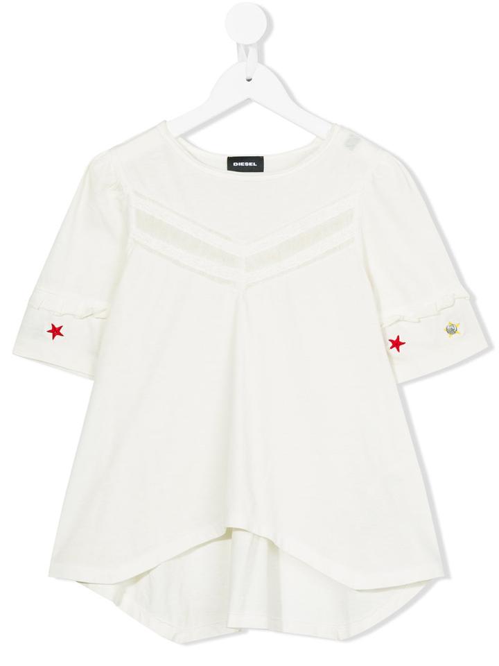 Diesel Kids - Embroidered Star Blouse - Kids - Cotton - 6 Yrs, Nude/neutrals