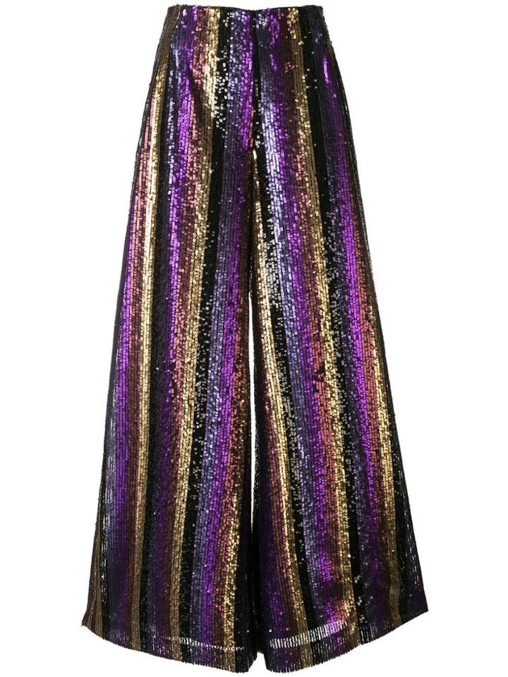 Semsem Striped Sequin Palazzo Pants - Purple