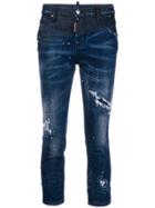 Dsquared2 Distressed Cropped Skinny Jeans - Blue