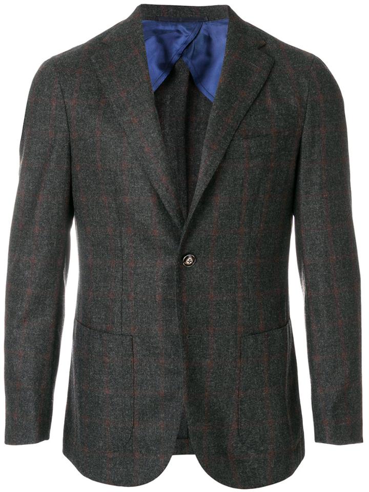 Barba Check Classic Blazer - Brown