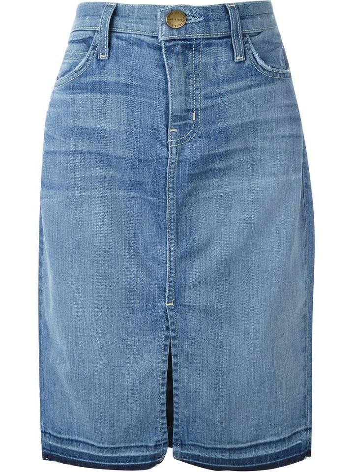 Current/elliott Highwaist Pencil Skirt, Women's, Size: 29, Blue, Cotton/polyester/spandex/elastane