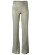 Romeo Gigli Vintage Metallic (grey) Flared Trousers, Women's, Size: 42