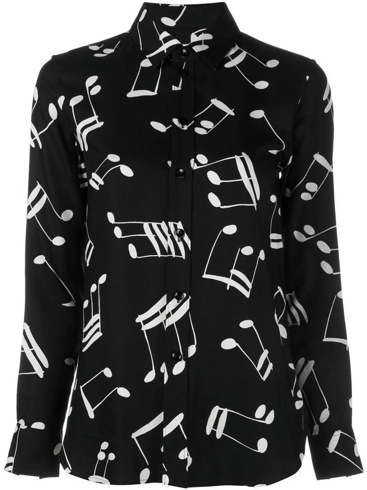 Saint Laurent Music Note Printed Shirt, Women's, Size: 36, Black, Viscose