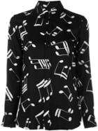 Saint Laurent Music Note Printed Shirt, Women's, Size: 36, Black, Viscose