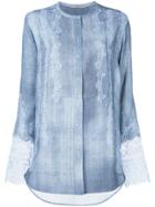 Ermanno Scervino Lace Panel Collarless Shirt - Blue