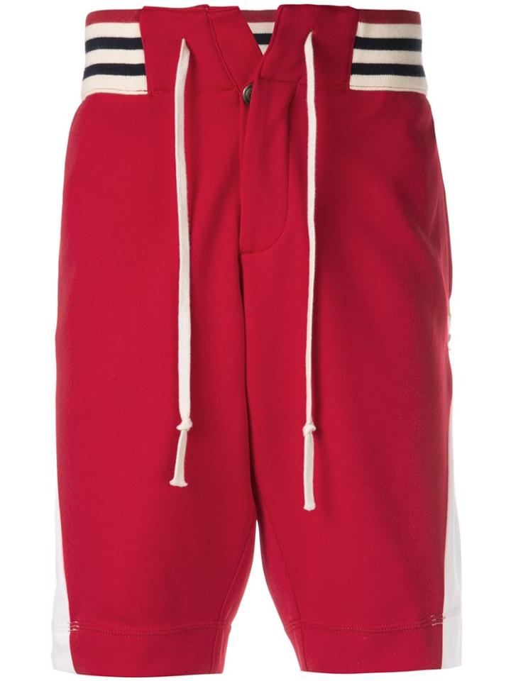 Greg Lauren Striped Waist Track Shorts - Red