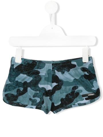 Rrd Kids - Camo Shorts - Kids - Elastodiene/polyester - 8 Yrs, Blue