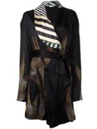 Attico Embroidered Satin Kimono - Black