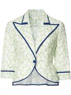 Delpozo Floral Print Blazer, Women's, Size: 38, Green, Cotton