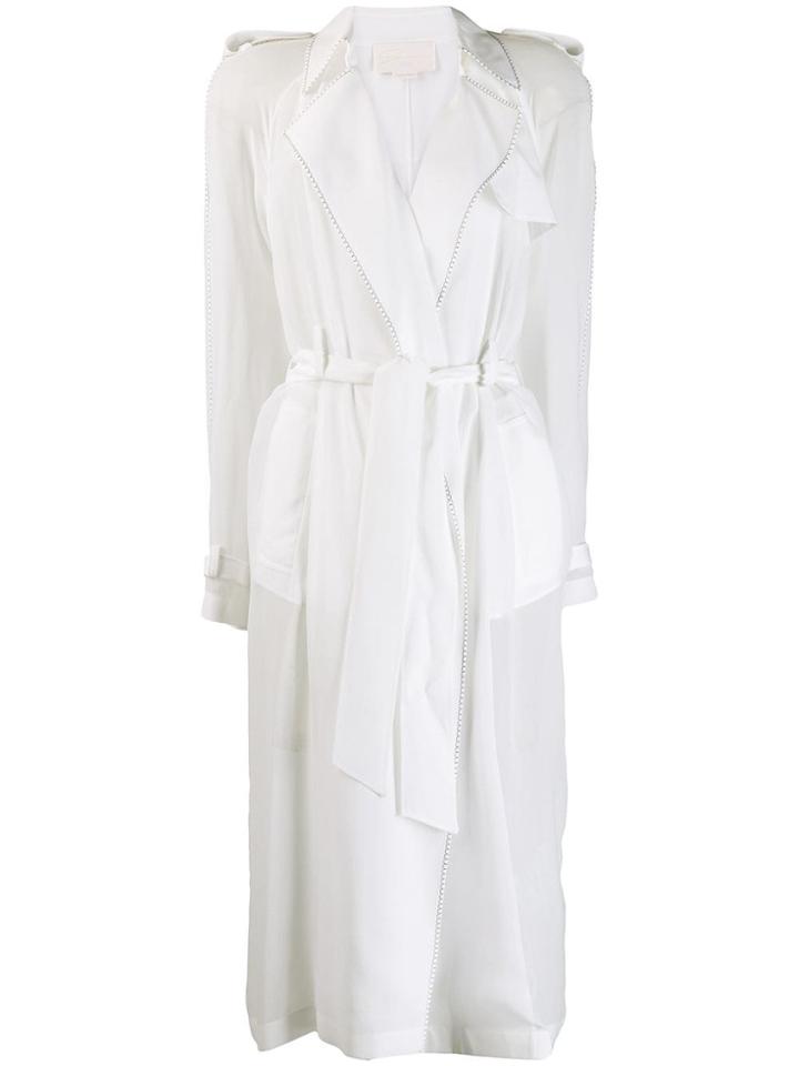 Genny Stitching Detail Coat - White