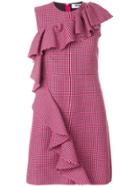 Msgm Frill Detail Fitted Dress - Pink & Purple