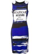 Boutique Moschino Short Cady Dress With Perfum Label Print - Blue