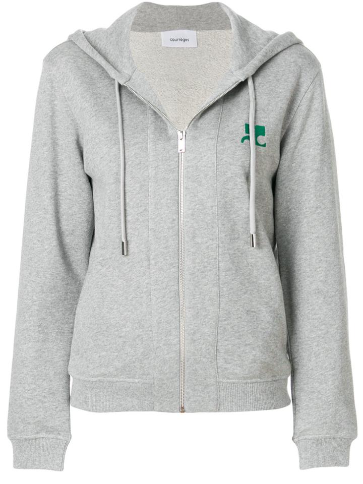 Courrèges Zip Front Hoodie - Grey