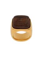 Chanel Vintage Engraved Square Ring - Gold