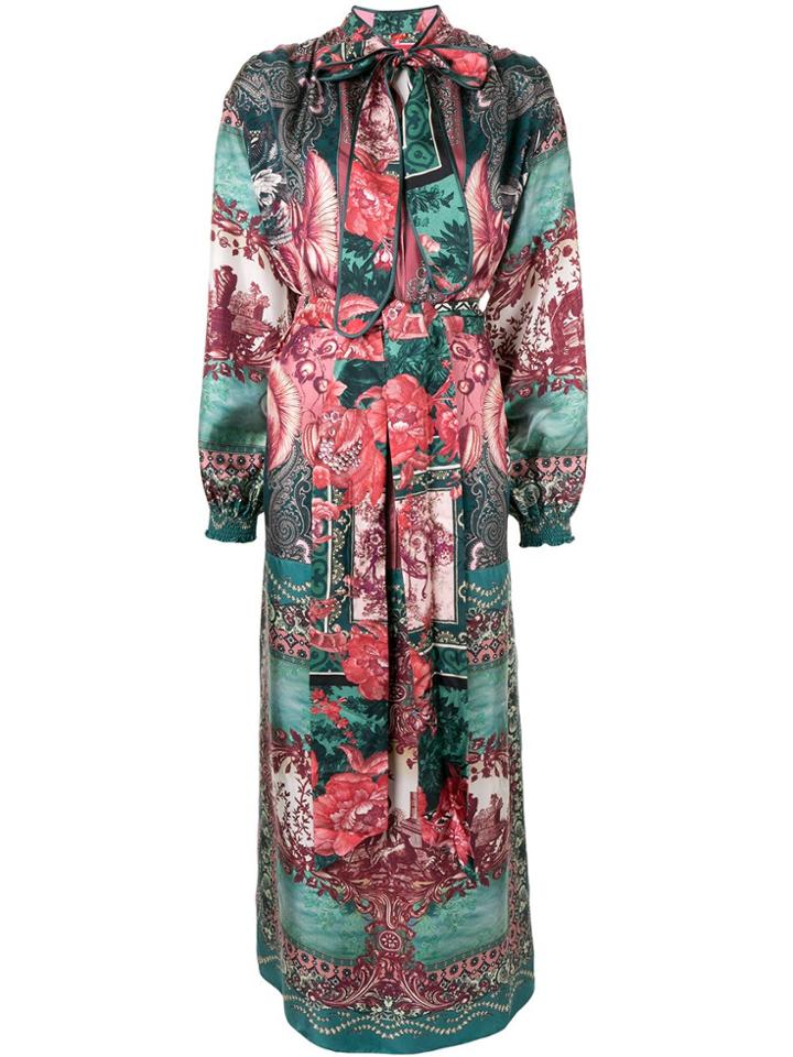 F.r.s For Restless Sleepers Paradise Silk Maxi Dress - Green