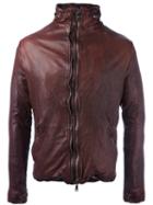 Giorgio Brato Zipped Leather Jacket, Men's, Size: 52, Red, Silk/cotton/leather/spandex/elastane