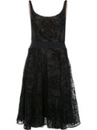 Marchesa Notte Flared Dress, Women's, Size: 6, Black, Silk