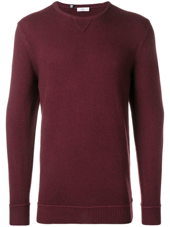 Closed Crew-neck Jumper - Red