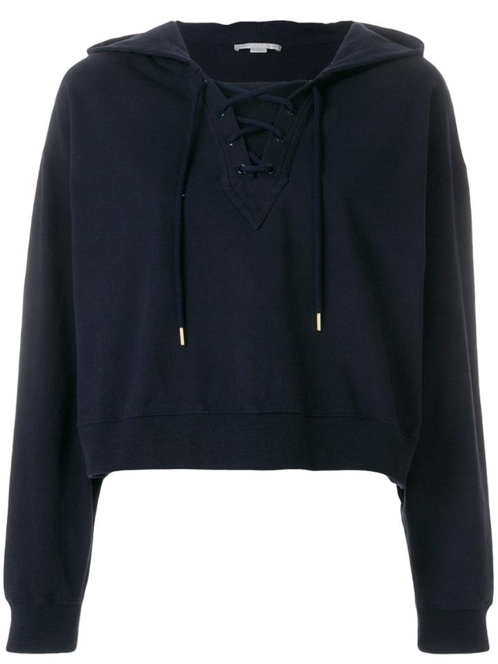 Stella Mccartney Rear Logo Cropped Hoodie - Blue