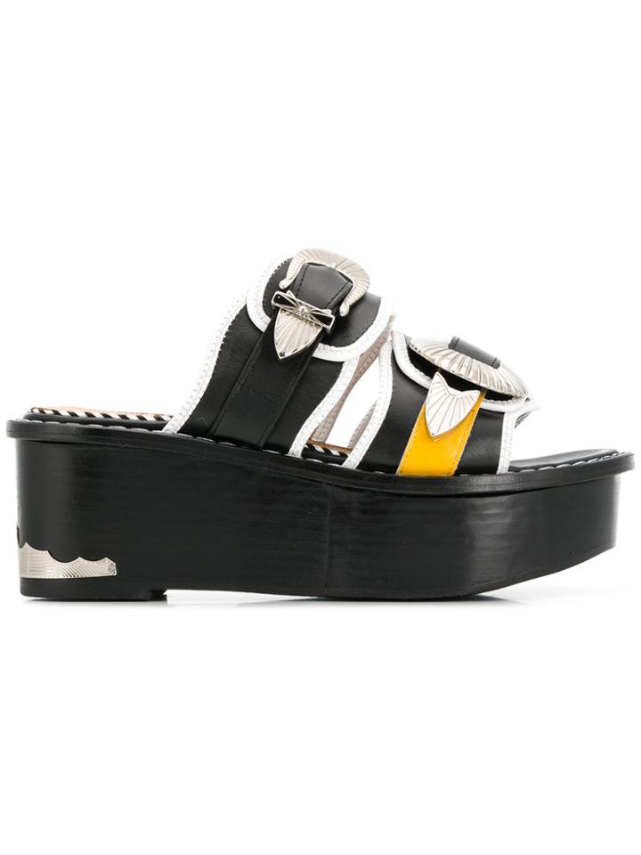 Toga Pulla Double Buckle Platform Sandals - Black