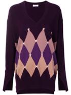 Ballantyne Cashmere Argyle Print Sweater - Pink & Purple