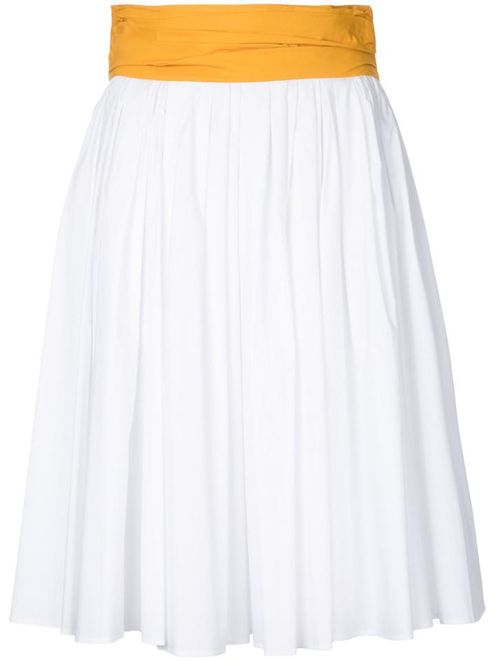 Paule Ka - Woven Midi Skirt - Women - Cotton/spandex/elastane - 38, White, Cotton/spandex/elastane